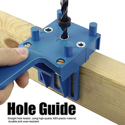 Handheld Dowel Jig Kit - Wood Doweling Hole Drill Guide Kit (Blue) - color: Blue