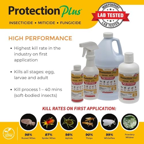 Eco-Safe Plant Protection, Broad Spectrum Insecticide, Fungicide, Miticide; Kill and Repel Mites, Whitefly, Aphids, Thrips, More; EPM Protection Plus, Ready to Use 16 oz - size: 16 oz RTU