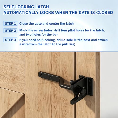 2 Sets Gate Kit Gate Corner Brace Bracket Heavy Duty Anti Sag Gate Frame Kit with a Self-Locking Gate Latch, Gate Kits for Wooden Fence Garden Wooden Driveway Gates,Shed Doors, Corral Gates - size: Fence Gate Kits 2 Set