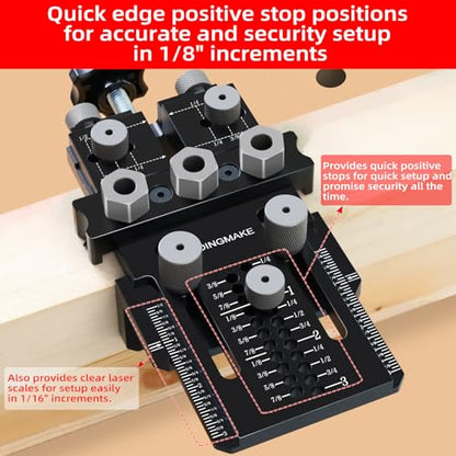 GOINGMAKE Dowel Jig Kit,Doweling Jig with Quick Positive Stop and Clamp