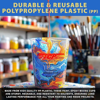 Custom Shop Paint Mixing Cups, 10-Ounce, Box of 100, Plastic Measuring Cups - color: Cups - Box of 100 + 12 Lids