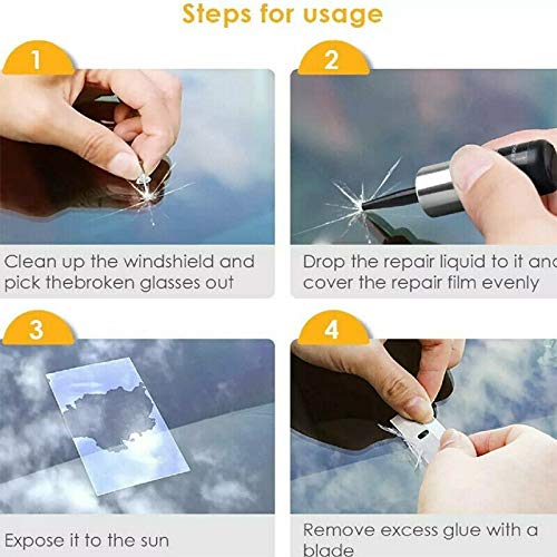 5 Pcs Windshield Crack Repair Kit, Auto Glass Nano Repair Fluid, Crack Repair Liquid Quick Windshield Repair for Chips and Cracks, Window Screen Repair Kit, Car Windshield Resin Crack Tool Kit