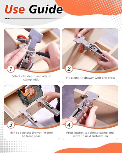 Drawer Fixing Clamps, Drawer Clips for Panel Installation, Drawer Front Installation Clamps, Adjustable Cabinet Face Mounting Clips, Quick Release Panel Fixing Clamp, Fast & Labour Saving