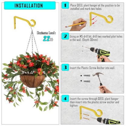 QIEGL 6inch Al-Alloy Hanging Plant Bracket Gold-Anodized 2 Pack - color: Gold Anodized, size: 6in Aluminum Alloy
