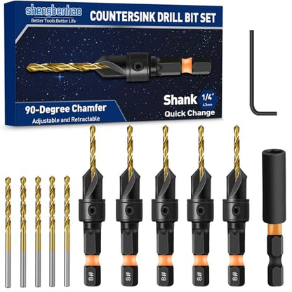 shengbenhao #8 Countersink Drill Bit Set for Wood 12Pcs Adjustable - style: #8