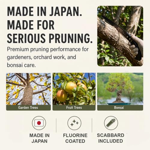 Saboten Japanese Pruning Saw with Wood Sheath, Fluorine-Coated High-Carbon Steel Blade, Precision Pull Cut Hand Saw for Tree Branches – forest Originals, Made in Japan (270mm (10.6 inch)) - size: 270mm (10.6 inch)