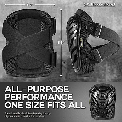 Elite Wear Heavy Duty Protective Knee Pads, Thick Foam & Gel Cushion
