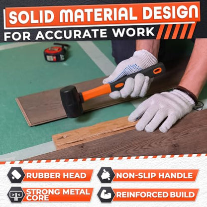 Rubber Mallet Hammer 8 Oz, Soft Face Non-Marring Head (Orange) - color: Orange
