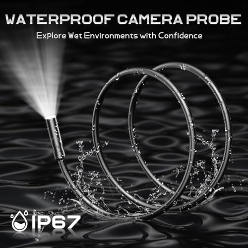 Borescope Camera with Light, 4.3" 1080P IP67 Waterproof Handheld Endoscope - size: 4.3''