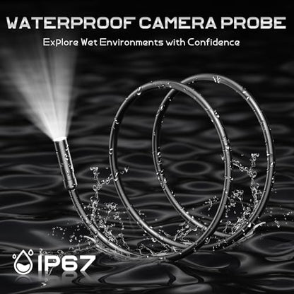Borescope Camera with Light, 4.3" 1080P IP67 Waterproof Handheld Endoscope - size: 4.3''