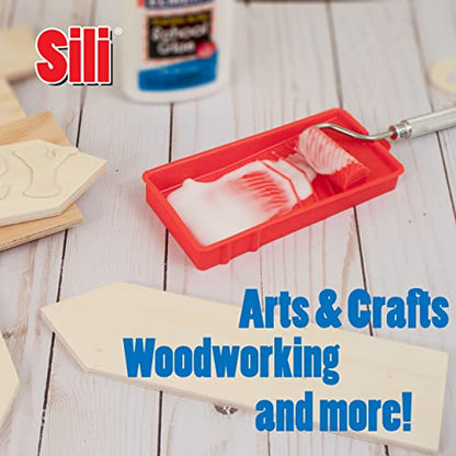 Sili Non-Stick Wood Glue Brush Applicator Kit & Sili Glue Roller with Silicone Application Tray