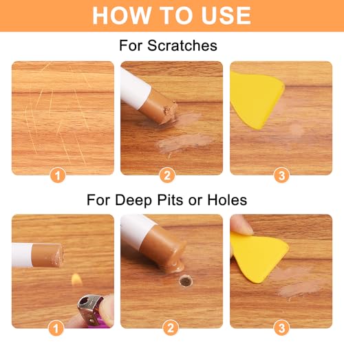 HARFINGTON 5pcs Wood Filler Sticks Wooden Wax Touch Up Furniture Repair Crayons for Scratch Hole Wood, Deep Brown B - color: Deep Brown B