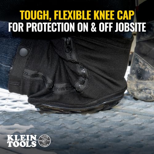 Klein Tools 60630 Tough-Flex Knee Sleeves for Work, Construction, Low-Profile Sleeve with Zipper, Gel-Like Foam, Black, L/XL - size: L/XL