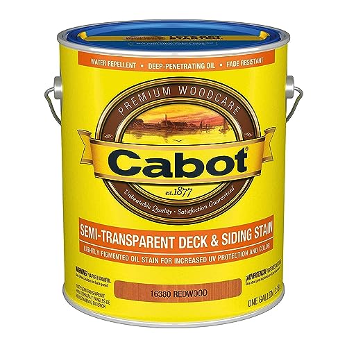 Cabot Semi-Transparent Wood Stain + Sealer, Low VOC, Redwood, Gallon - color: Redwood, size: 1 Gallon, style: Low VOC Semi-Transparent Deck & Siding