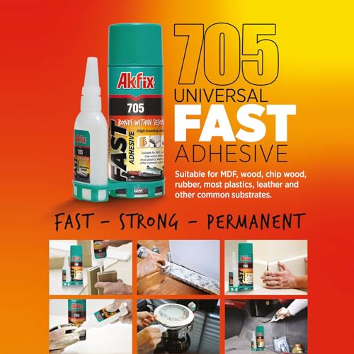 Akfix - GA055 705 Fast Adhesive CA Glue (0.7 oz.) with Activator (3.38 fl oz.) [Clear Super Glue Adhesive and Accelerator Spray] - size: 0.7 oz