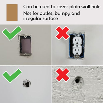 Rubber Bond Self-Adhesive Rubber Wall Outlet Cover Plate 5 Pack - Easy to Apply Peel & Stick Drywall Hole Patch - 5x3 Inch Screwless Blank Wall Plate Cover - Premium Rubber Wall Hole Cover (Brown) - color: Brown, size: 5x3 Inch Rectangular