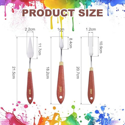 MECCANIXITY 3pcs Palette Knife Type C 18.2/21.5/20.7cm Long Palette Knives - size: 18.2/21.5/20.7cm