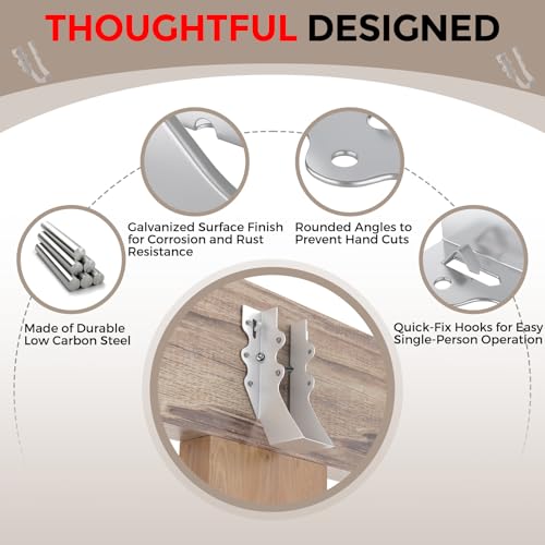 25 Pcs 2x6 Joist Hangers,18 Gauge Metal Face Mount Joist Hangers, Lu26 Joist Hanger Galvanized, Hurricane Ties for Rafter, Rafter Brackets 2x6 for Deck,Floor,Roof Overhang and Ceiling Joist - size: 25 Pcs 2x6 Joist Hanger, style: Silver