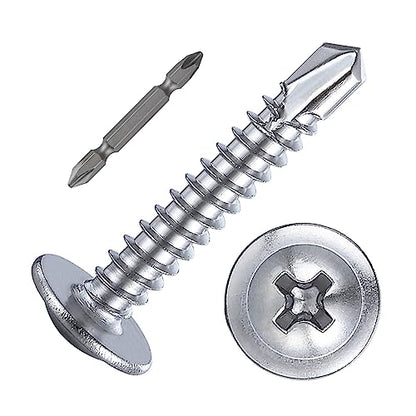 (200 pcs) Wensilon #10×1”for Sheet Metal Self-Tapping Screws 410 Stainless Steel Truss Head High-Strength Quick Tapping Screws - color: Silver, size: #10X1"