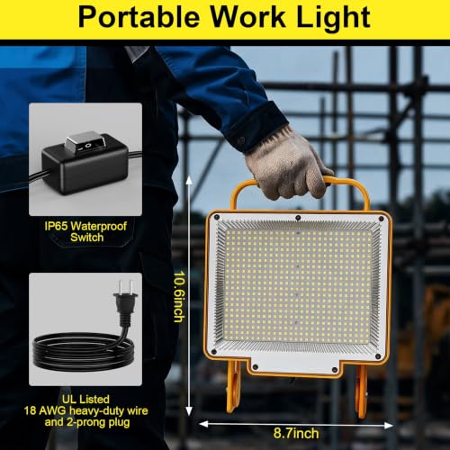 2-Pack 100W LED Work Light with No Burn Risk,5000K Daylight 12,000LM