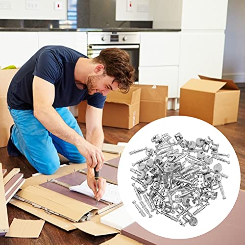 ULTECHNOVO Kits 50 Sets 28mm Alloy Furniture Connecting Kit Cam Lock Fittings 2- in- 1 Pre- Inserted Nuts And Bolt Assortment for Cribs And Bunk Bed Jst Connector