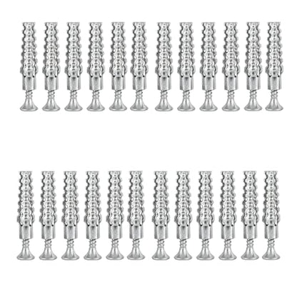 24-Piece Hollow Wall Expansion Screw Set with 304 Stainless Steel ScrewsLoose Hinge Hole Repair Tool, Suitable for Concrete, Hollow Walls, Wood, and Hinge Hole Repairs (6x32mm) (Silver) - color: Silver