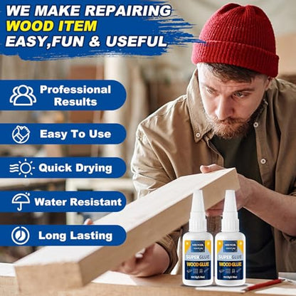 Wood Super Glue, Clear Instant Glue for Wood Furniture Heavy Duty, Crafts - size: 100g