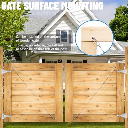 Anti Sag Gate Support Cable Frame Kit for Wooden Fence, White, 1 Pack - color: Sliver