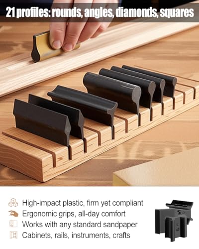 11 Pcs Contour Sanding Grips Set, Hand Detail Blocks for Woodworking