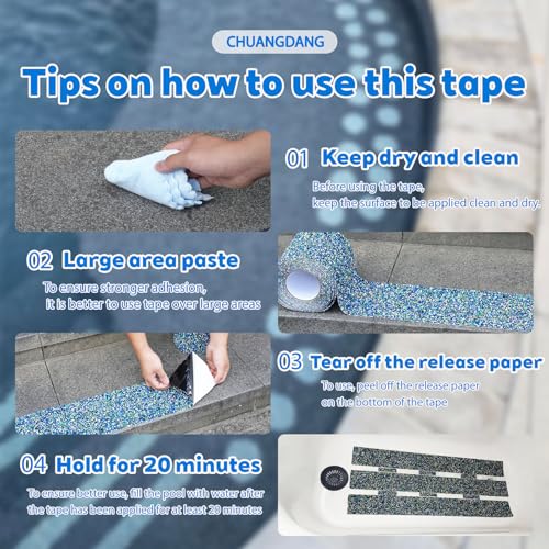 Blue Rubber Anti Slip Tape 6Inchx16.5Feet，Blue Non Slip Tape for Pool,Stair Steps,Bathroom,Trails,tub,Boats,ramp,Stairs Grip Tape,No Skid, High Traction Friction - size: 6Inchx16.5Feet