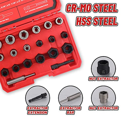 20-Pcs Bolt Nuts Extractor Set 3/8'' Drive Easy Out - size: 20Pcs