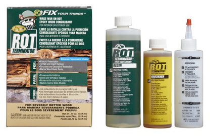 PC-Products PC-Woody Wood Repair Epoxy Paste, Two-Part 12 oz, and PC-Petrifier Wood Hardener 16 oz, Kit & PC-Rot Terminator Epoxy Wood Hardener, Two-Part 24oz in Two Bottles, Amber 240618