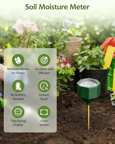 Soil Moisture Meter, Plant Water Monitor Hygrometer Sensor, Accurate Plant Water Meter, Soil Test Kit for Houseplants, Garden, Farm & Lawn, Indoor Outdoor Use, No Battery Required-OliveGreen