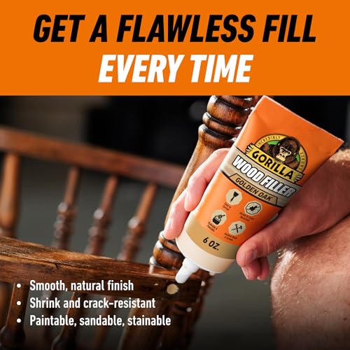 Gorilla Wood Filler, Golden Oak, Water Resistant, 6 oz Tube, 6-Pack - color: Golden Oak, size: 6 - Pack
