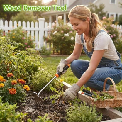 Weed Removal Tool, New Garden Weeding Tools Manganese Steel Hand Weeder Tool with Handle, 5 Teethes Dual Purpose Manual Weeders Tool Weed Tool for Garden (Rubber Handle) - style: Rubber Handle