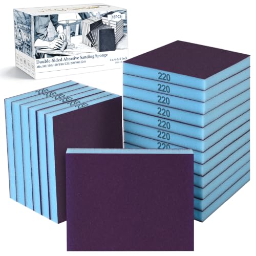 18 Pack Wet Dry Sanding Sponge Set, 220 Grit Foam Blocks Sandpaper - style: 220 Grit