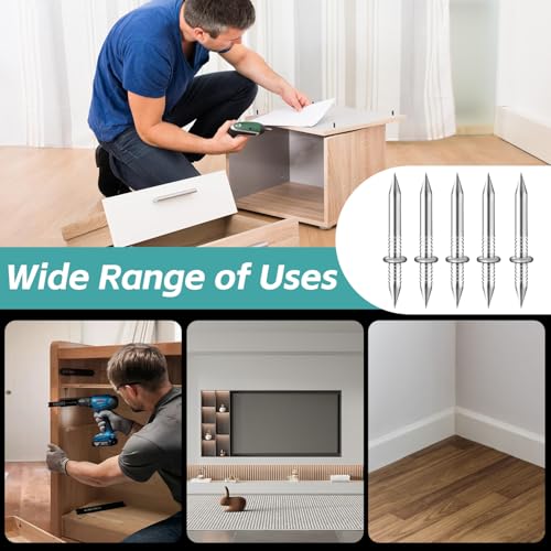 300 Count Double Headed Skirting Nails - Dual Direction Nails for Wooden Baseboards with Included Specific Sleeve Tool, Easy Mark-Free Installation