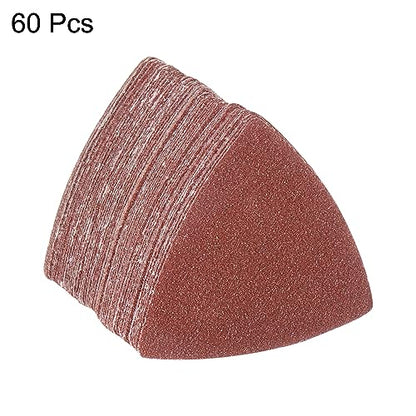 HARFINGTON 60pcs Triangular Hook & Loop Sandpapers 40 Grits 3-1/8" Aluminum Oxide Sanding Pads Random Orbital Mouse Detail Sander Papers Oscillating Multi Tool Sheets - size: 40 Grits