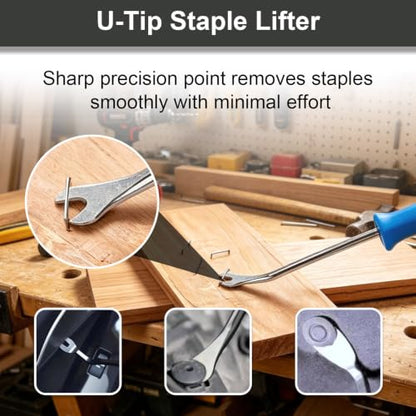 5 pcs Heavy Duty Upholstery Staple Remover Tool Set, Nail Puller Plier, Tack Lifter, Fastener Remover for Carpet,Furniture,Floor,Photo Frame,Wall with Zipper Bag - color: 5 Pcs