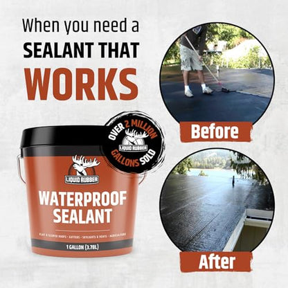 Liquid Rubber Waterproof Sealant - Roof & Gutter Coating, Black, 1 Gallon - size: 1 Gallon
