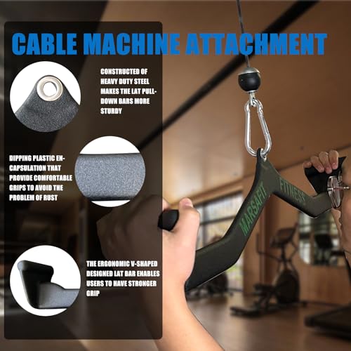 Ergonomic LAT Pull Down Bars, Back and Triceps Strength Training Equipment, LAT Pulldown Attachments, Cable Attachments for Home Gym - color: BT0025