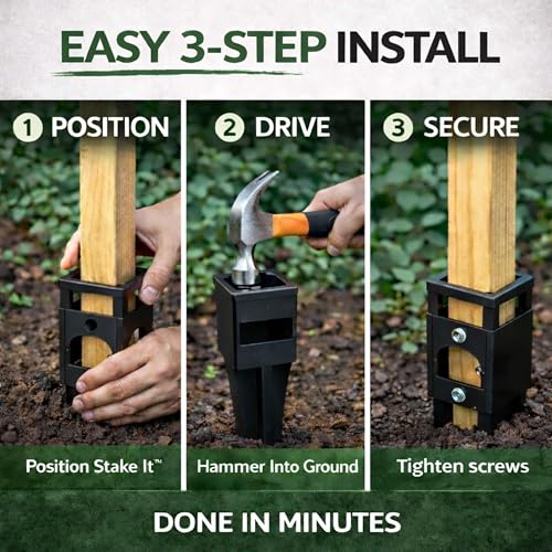 Garden Stake Anchors | No-Dig Trellis Support | 12-Inch 2-Pack