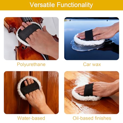8 Pcs Lambswool Stain Pad with Elastic Strap Reusable 4 in