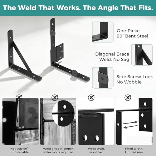 Wooden Gate Hardware Kit, Heavy Duty Anti Sag Outdoor Wood Corner Bracket
