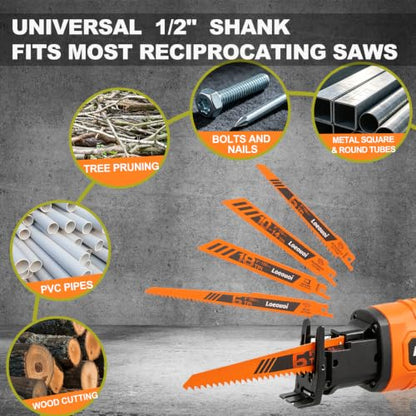 10-Piece Reciprocating Saw Blades, 6 & 8 Inch Wood & Metal Cutting
