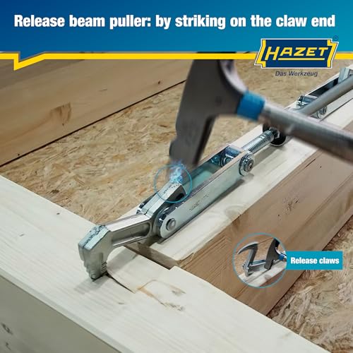 HAZET Beam Puller 1774-1, Forged for Heavy Duty, Clamping Stroke: 4.53", Total Width: 17.32", Ratchet Length: 10.83", Trapezoidal Thread TR 16 X 5, For Clamping, Pulling - style: With hooks