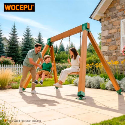 201 Stainless Steel Swing Set Bracket 2pcs A-Frame Brackets 4pcs Adjustable Swing Anchor Leveling Kit Bracket（Green） - color: Green, size: Complete Set(2A-Frame+4Base)