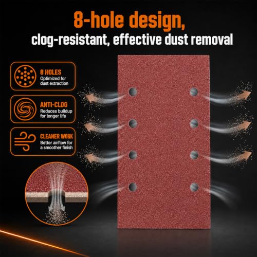 80 PCS 1/3 Sandpaper Sheets 1000 Grit 8 Hole - color: GRIT 1000