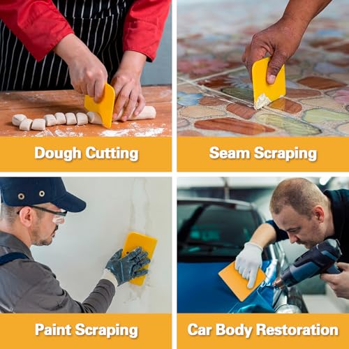 Body Filler Spreaders (Pack of 100) - 6 Inch Yellow Reusable Auto Body Plastic Filler Spreader Tool for Automotive Body Applying Fillers, Putties, Glazes, Caulks - Autobody Paint Repairs - size: 6inch