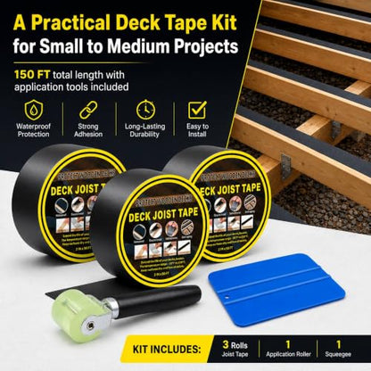 Deck Joist Tape Kit, 3 Rolls 2 in x 50 ft with Roller and Squeegee